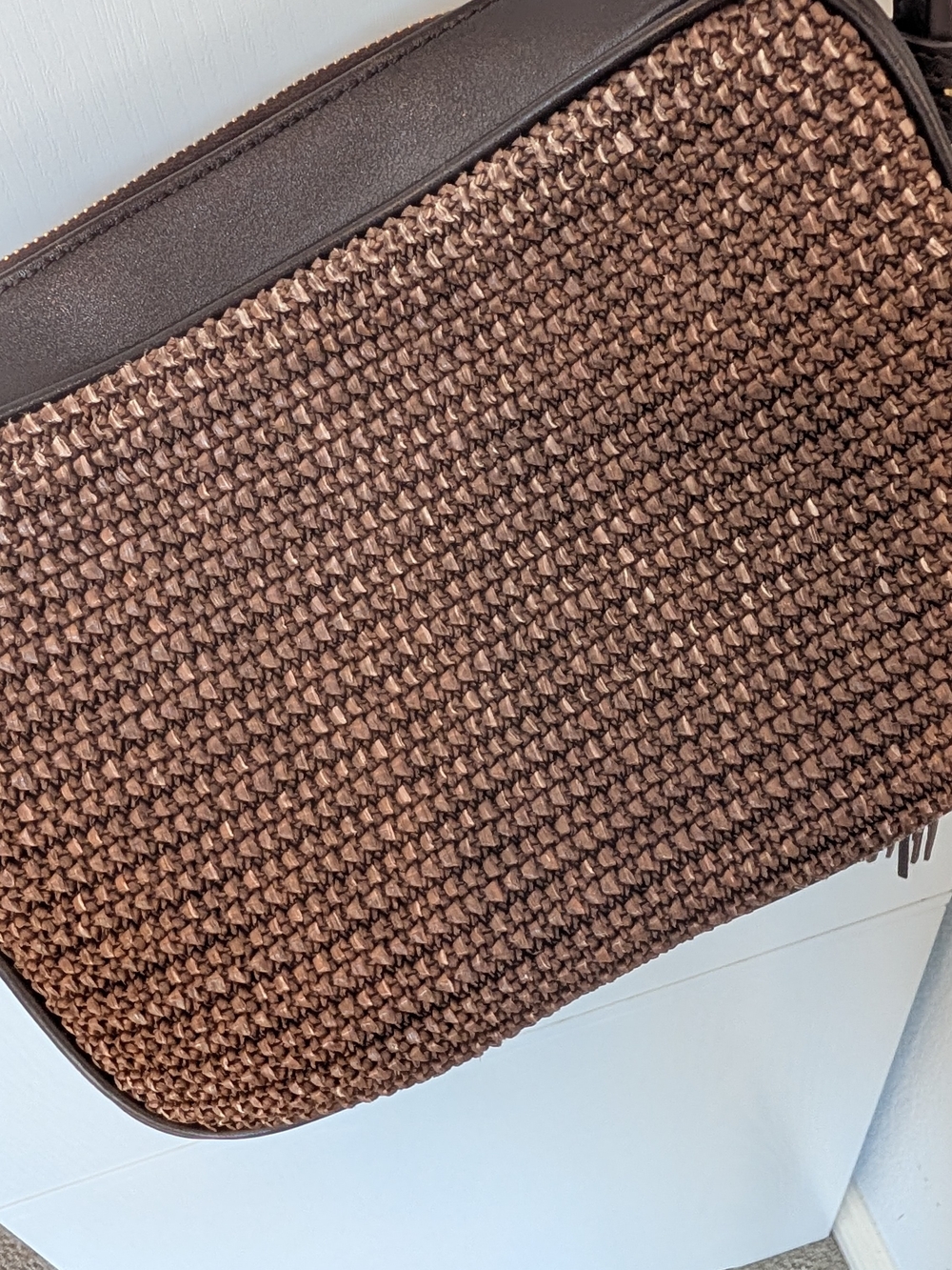 SAINT LAURENT Lou Ysl Monogram Raffia Camera Bag In Brown - Picture 13 of 14